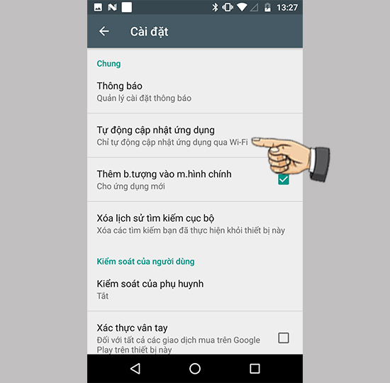 Chọn không tự động cập nhật